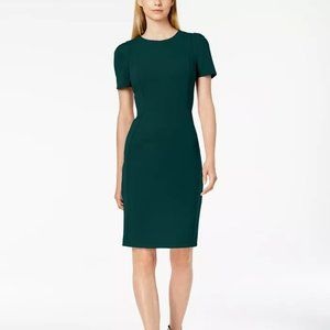 NWT Calvin Klein Round-Neck Short-Sleeve Sheath Dress